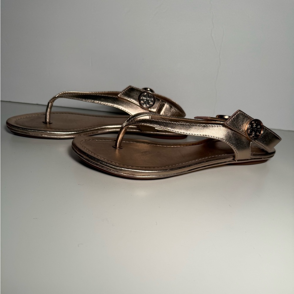 Tory Burch | Minnie Metallic Rose Gold Slingback Travel Sandals | Size 6